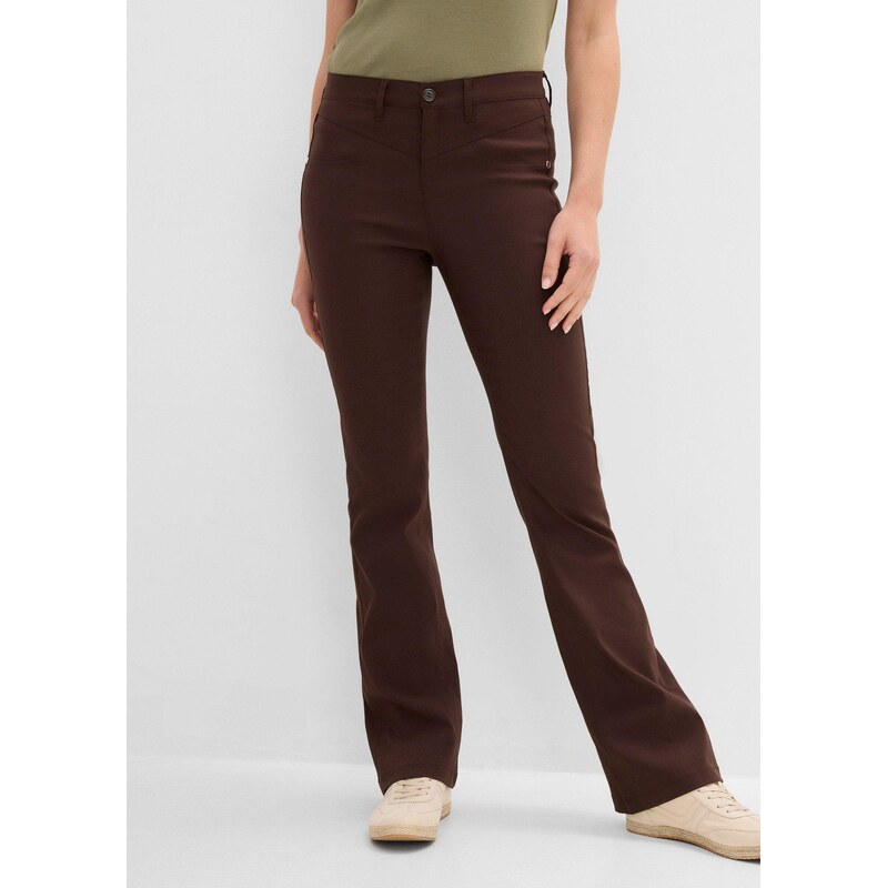 bonprix Strečové bengalínové kalhoty, Bootcut hnědá Žena
