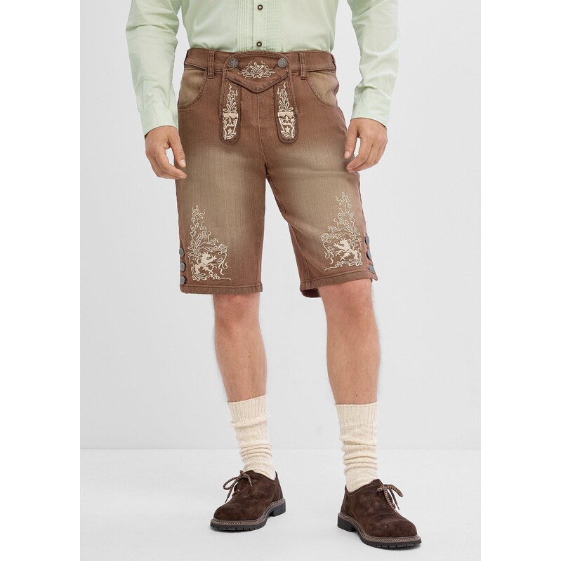 bonprix Džínové krojové šortky s vintage sepráním, Regular Fit