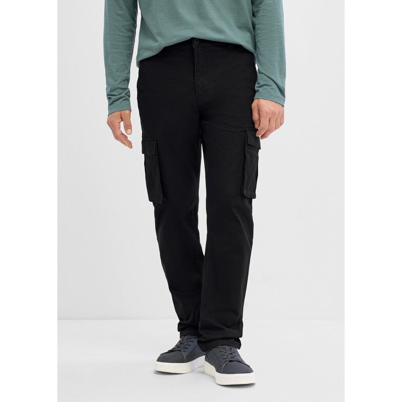 bonprix Strečové cargo kalhoty Classic Fit s pružným pasem,
