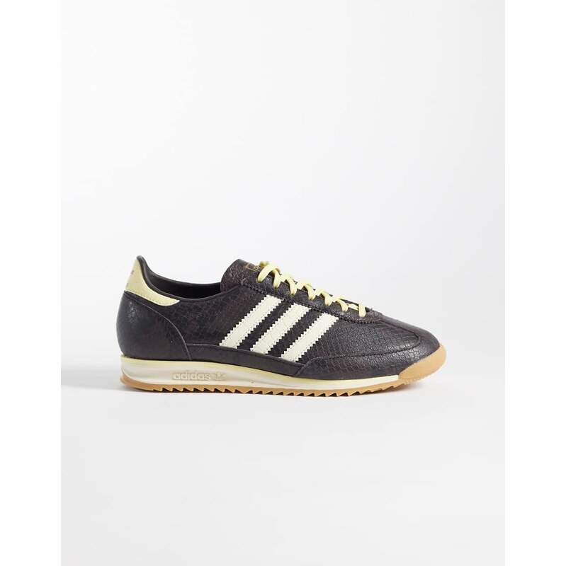 adidas Originals SL 72 trainers in brown snake print and yellow