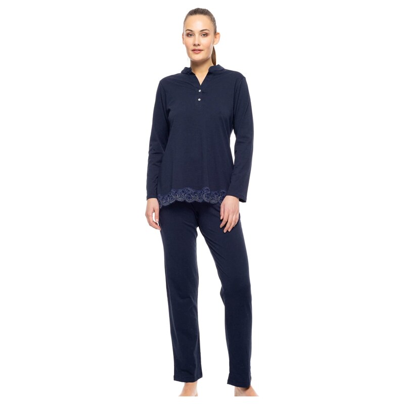 Pink Label Pyžamo PYJAMA NIGHT LOVERS SOLID modrá