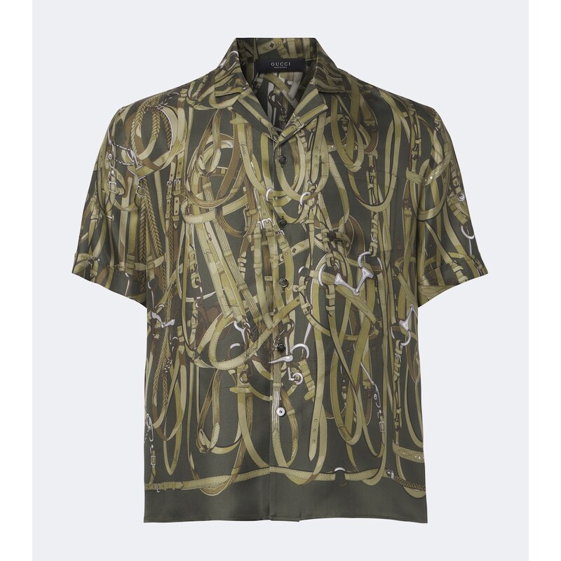 Gucci Printed silk twill bowling shirt