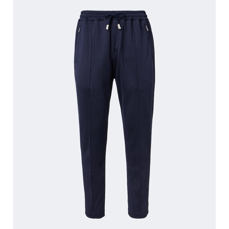 Eleventy Silk and cotton-blend sweatpants