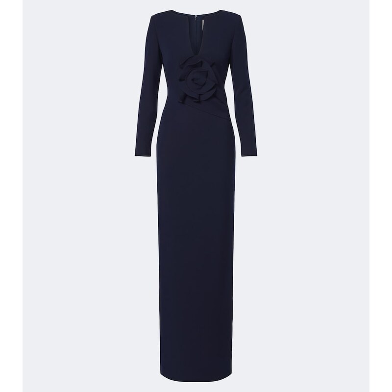 Roland Mouret Floral-appliqué crêpe gown
