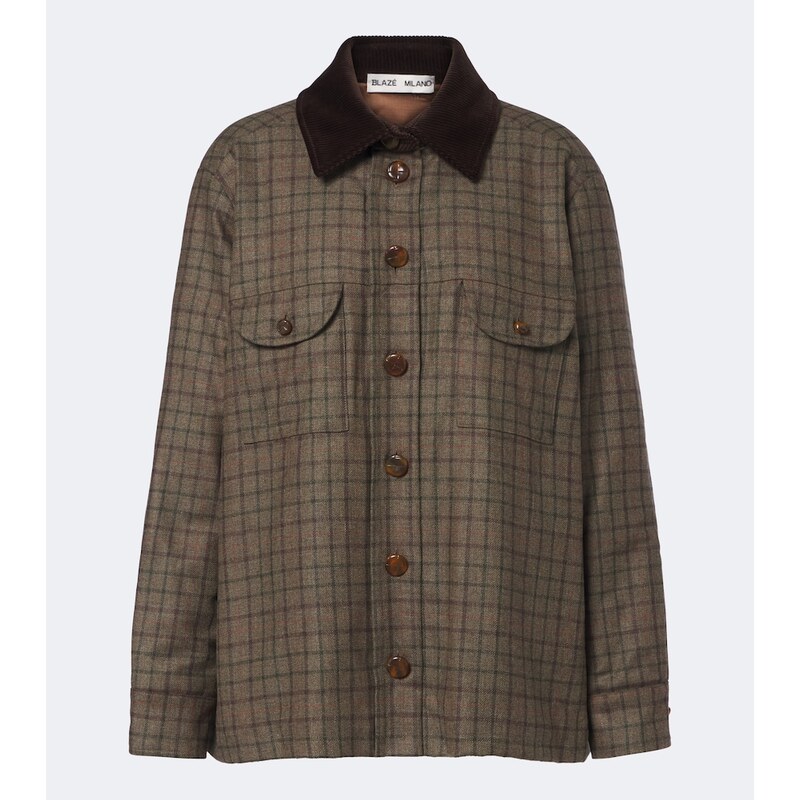 Blazé Milano Olmida Berber checked wool and cashmere jacket