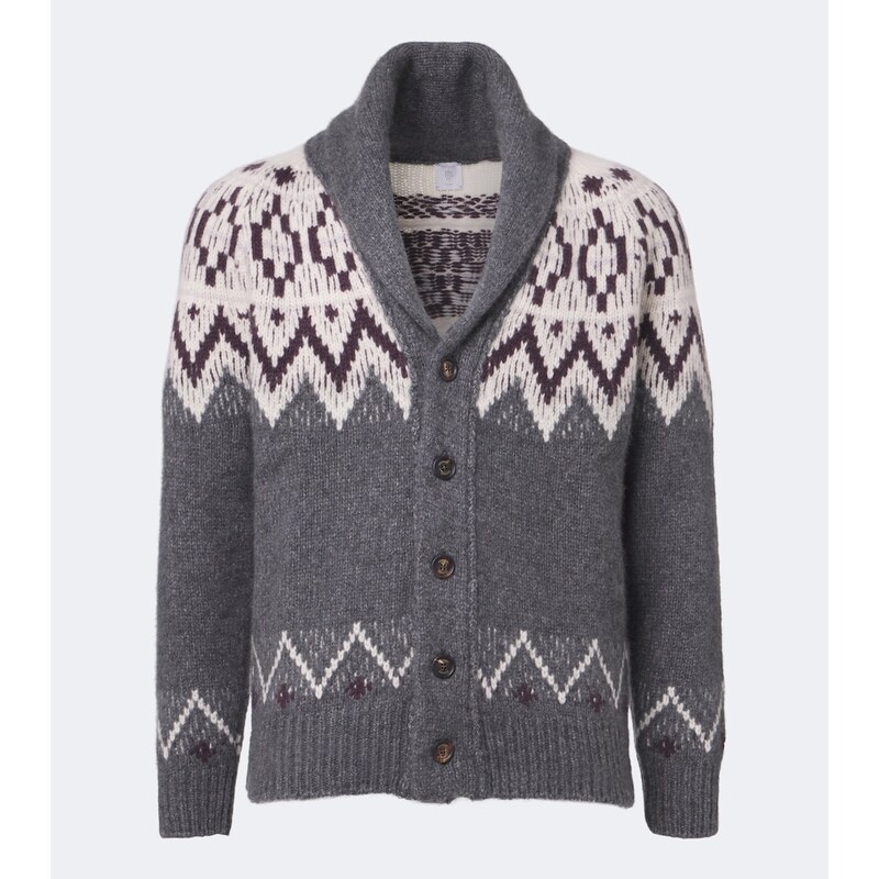 Eleventy Cashmere and silk jacquard cardigan