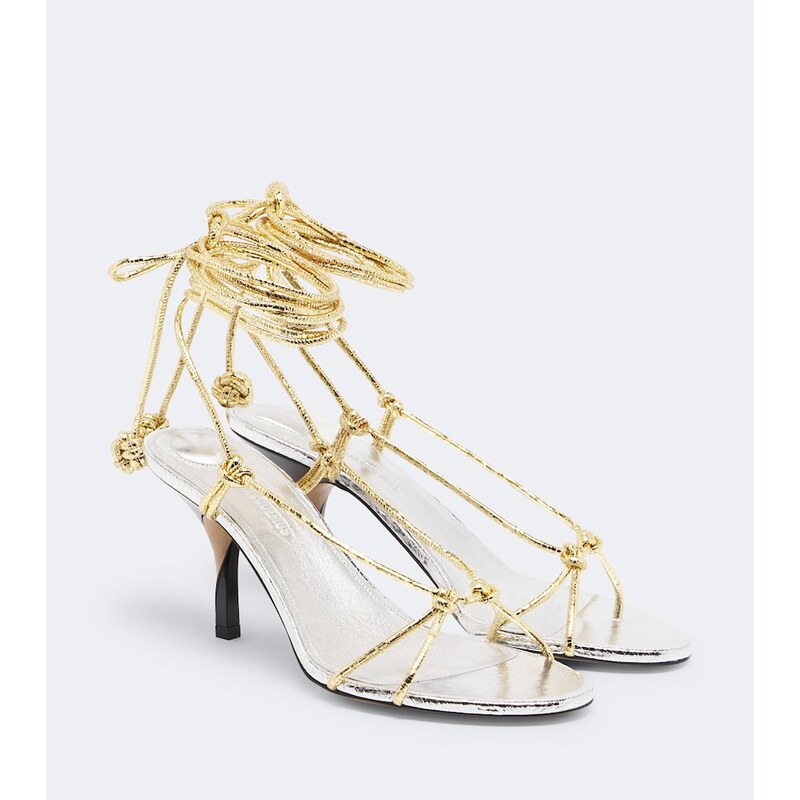 Jacquemus Tourni metallic leather sandals