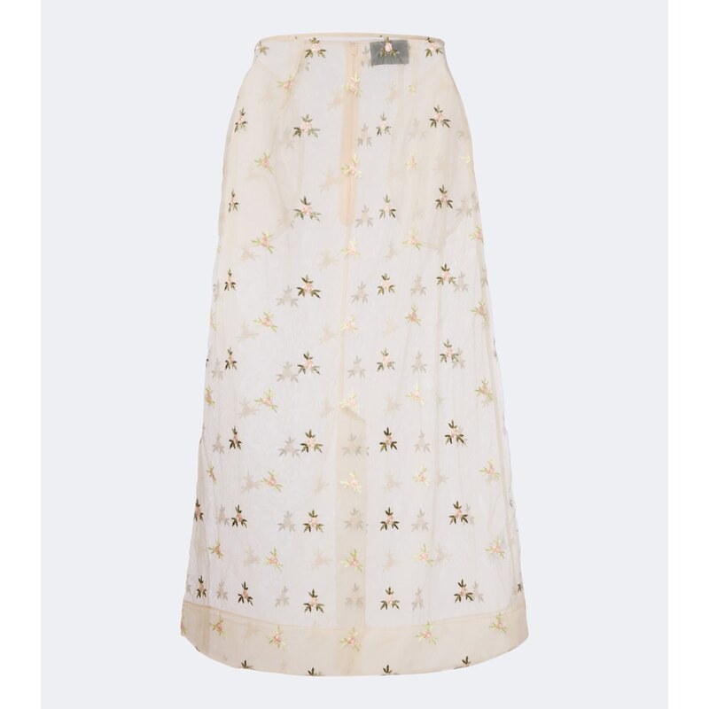 Simone Rocha Embroidered tulle midi skirt