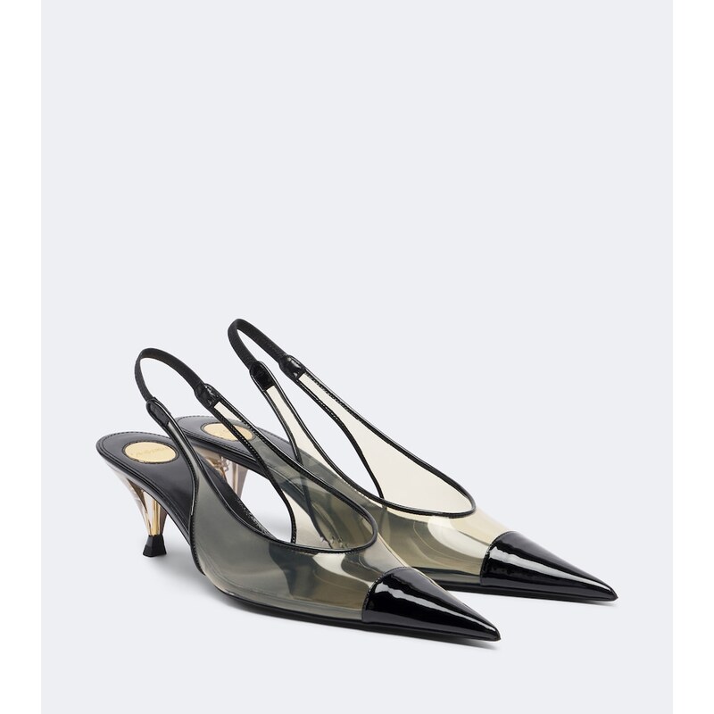 Saint Laurent Fanny leather-trimmed slingback pumps