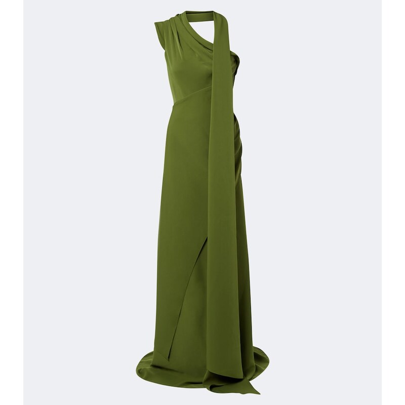 Marmar Halim Draped scarf-detail bustier gown