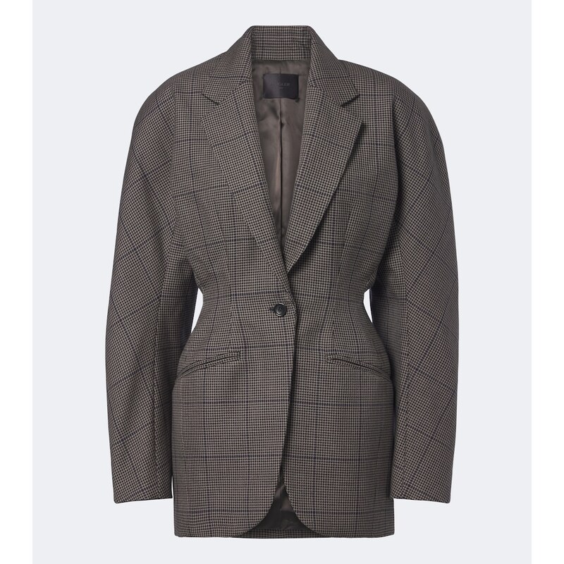 Mugler Checked oversized wool jacket