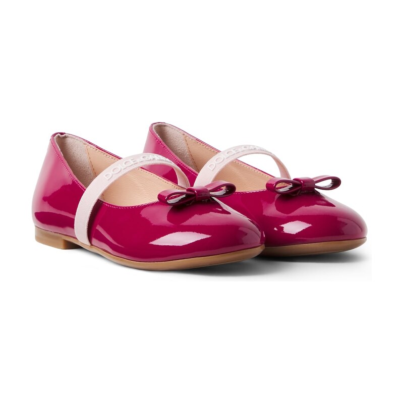 Dolce&Gabbana Kids Bow-detail patent leather ballet flats