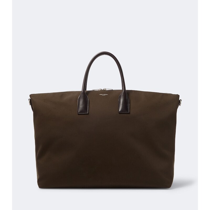 Saint Laurent Leather-trimmed canvas tote bag