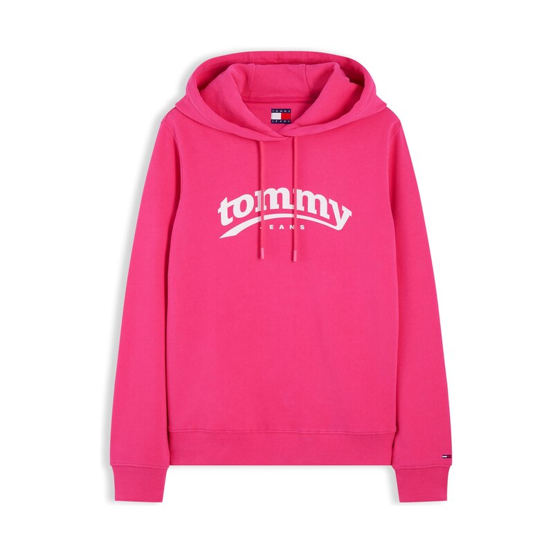 Tommy Jeans Mikina ESS fuchsiová / bílá