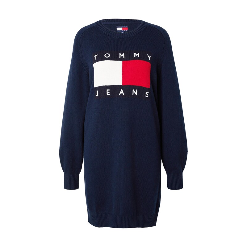 Tommy Jeans Úpletové šaty tmavě modrá / červená / bílá