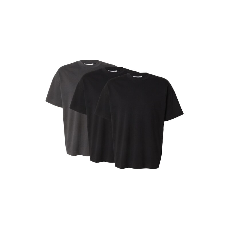 JACK & JONES Tričko JJEBARRON tmavě šedá / černá