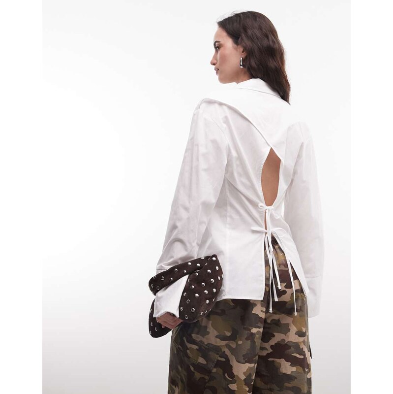COLLUSION open back shirt in white