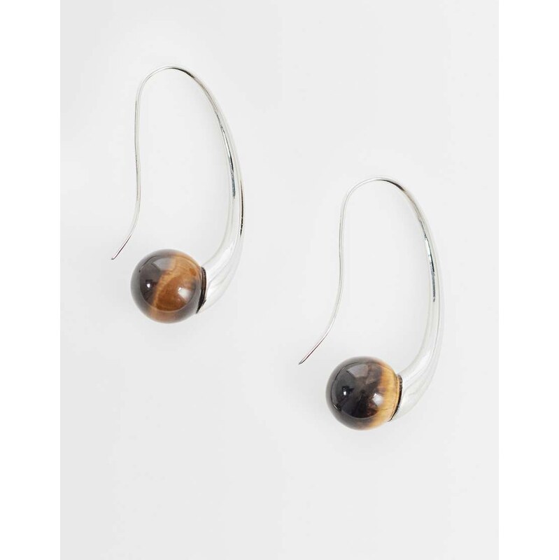 Reclaimed Vintage teardrop earrings with brown ball detail