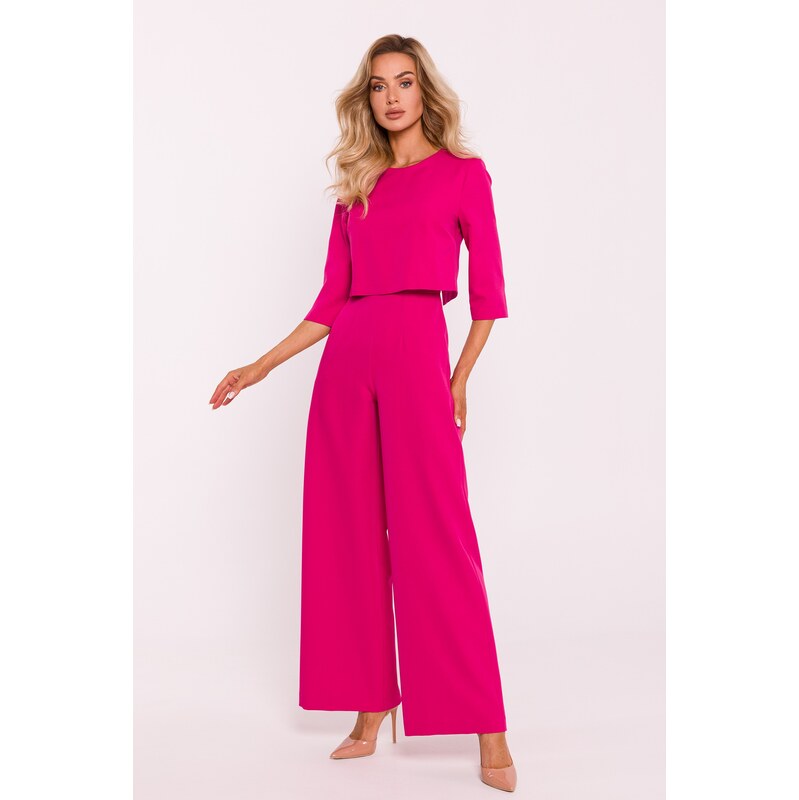 Made Of Emotion Womans Double layer top jumpsuit - fuchsia