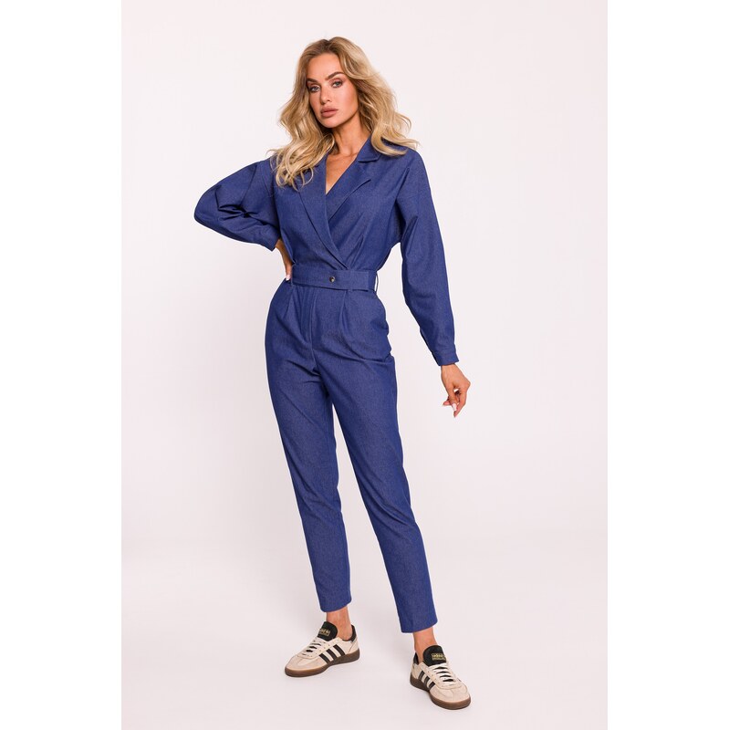 Made Of Emotion Womans Wrap top jumpsuit - blue