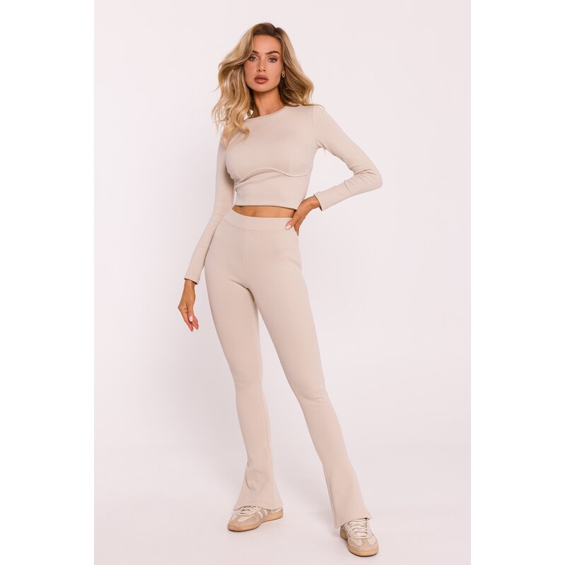 Made Of Emotion Womans Ribbed leggings with split leg design -