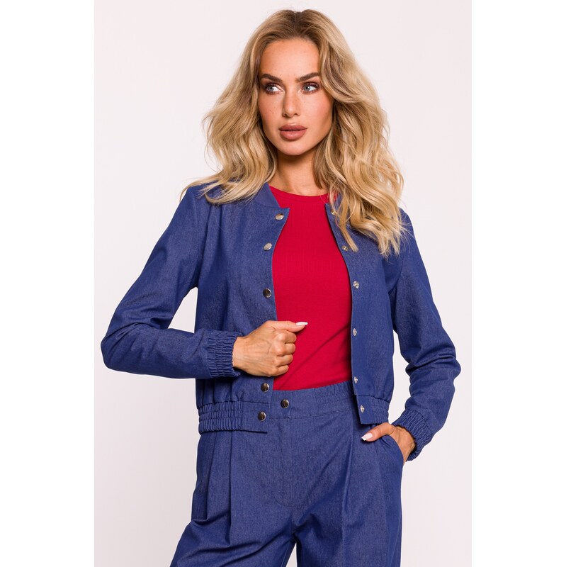 Made Of Emotion Womans Press stud bomber jacket - blue