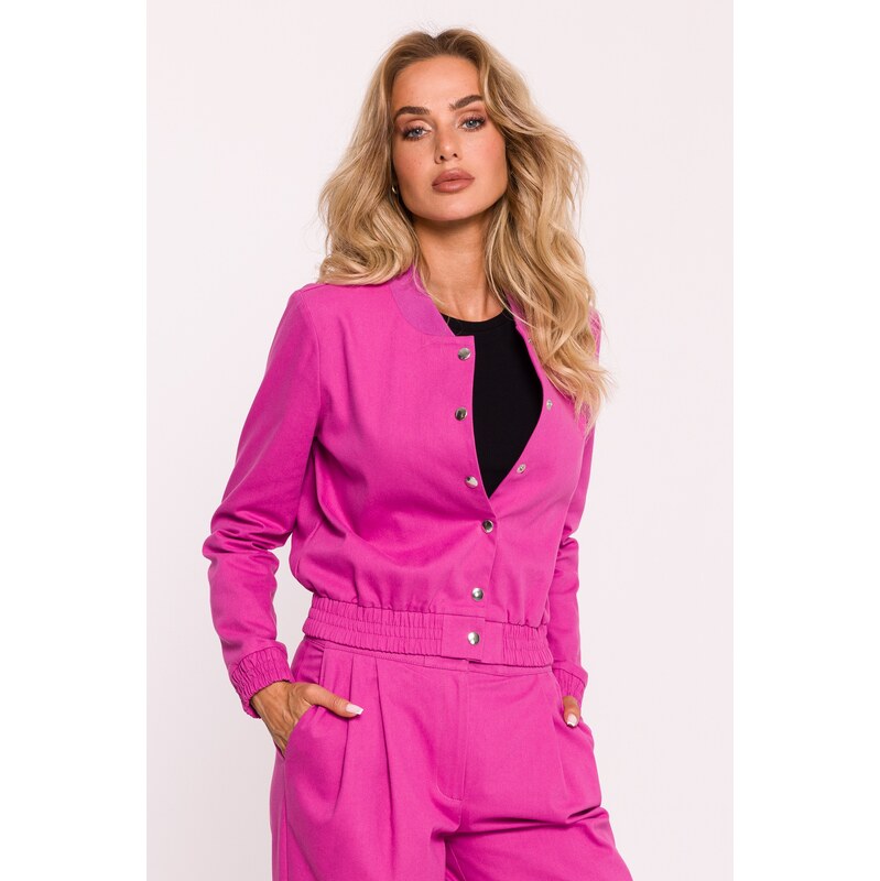 Made Of Emotion Womans Press stud bomber jacket - pink