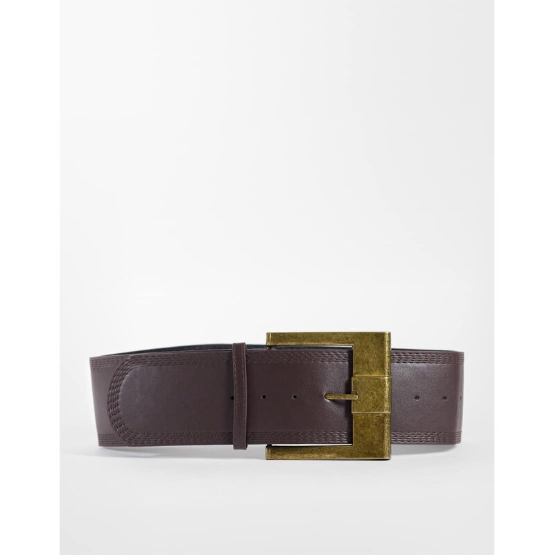 Kaiia exclusive chunky faux leather western belt with gold