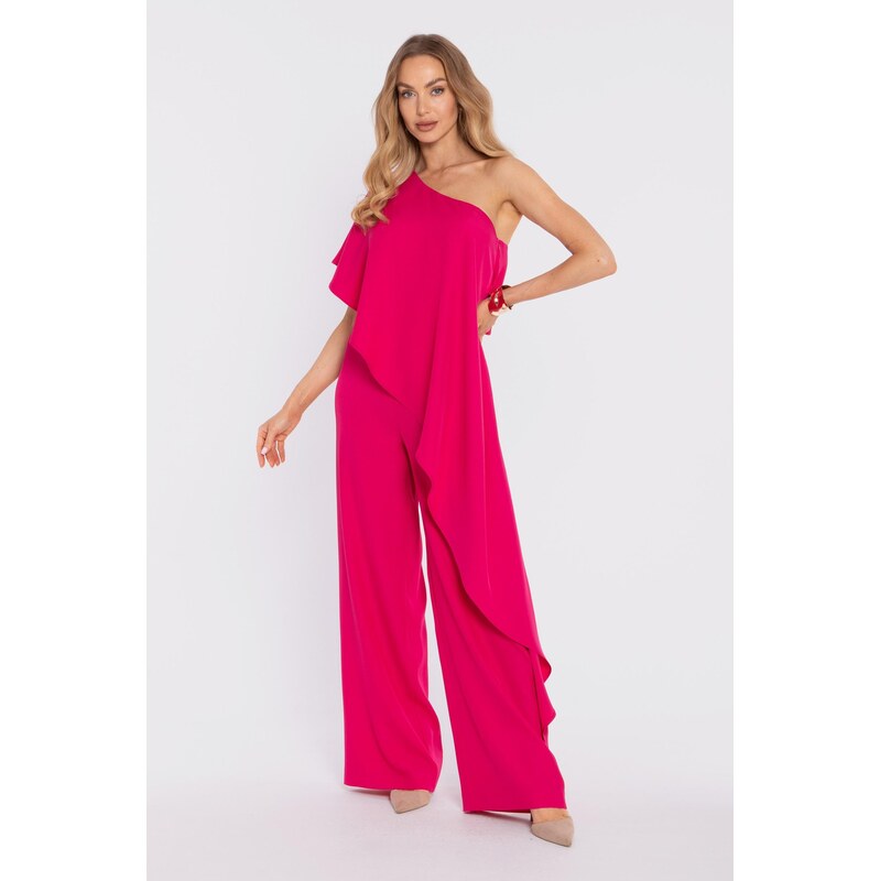 Made Of Emotion Womans One-shoulder jumpsuit - fuchsia