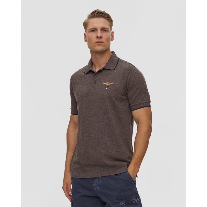 Hnědé Polo Tričko Aeronautica Militare
