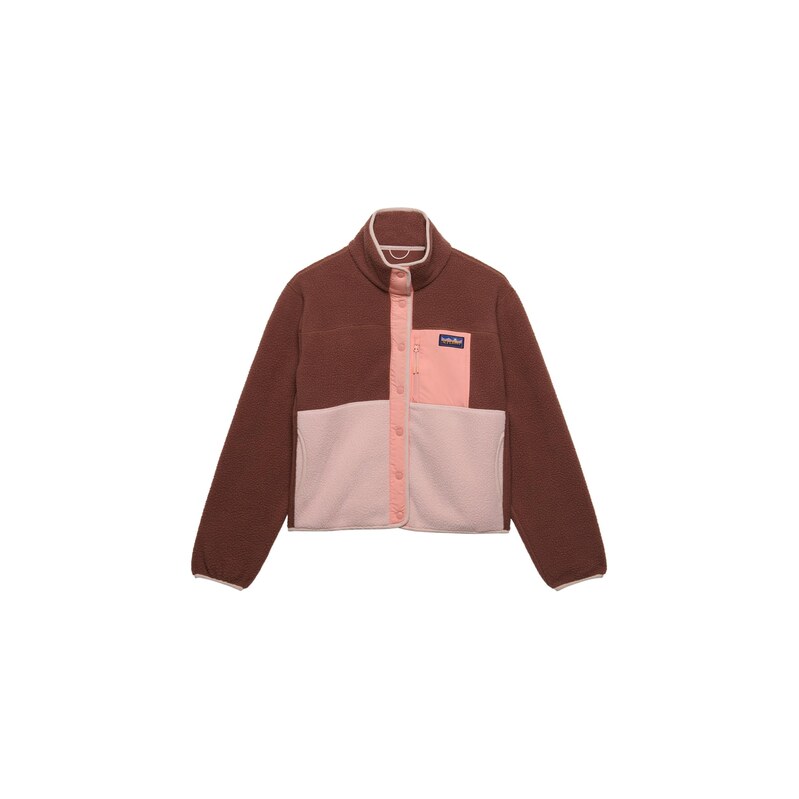 Superdry & Co Fleecová mikina hnědá / růžová / pastelově růžová
