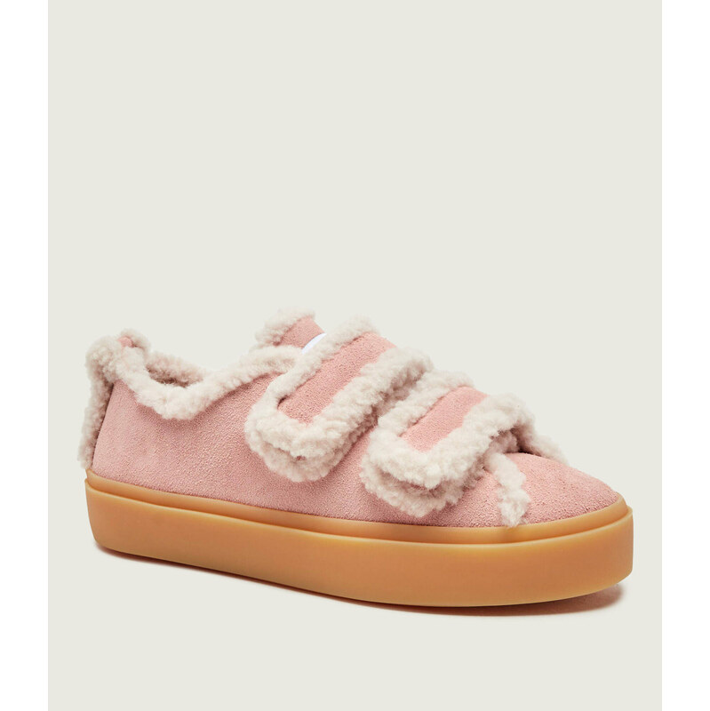 INUIKII Ohřívá tenisky Low Velcro Pastelle | semiš | s přídavkem