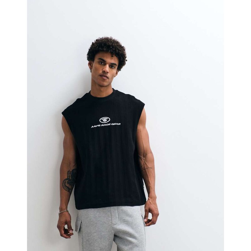 Aape by A Bathing Ape loose fit sleeveless vest in washed black