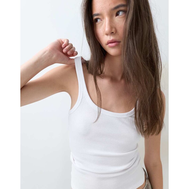 ASOS DESIGN strappy racer vest in white