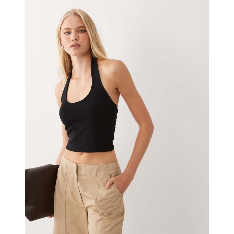 New Look halter neck vest in black