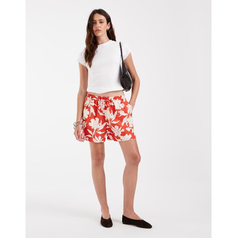 GANT Linen mix floral print shorts in red