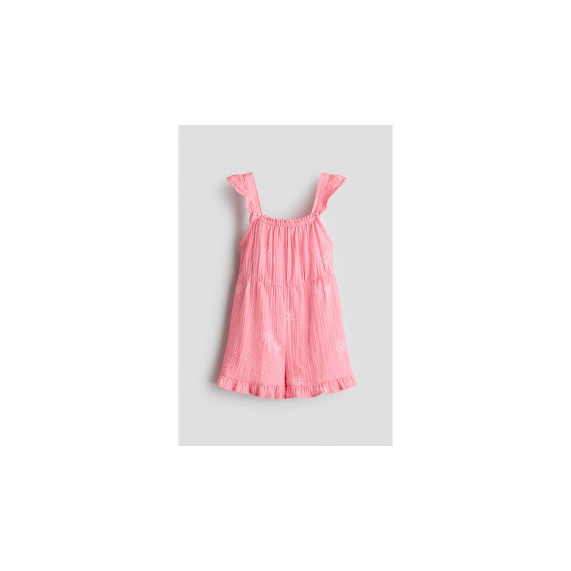 H&M - Overal z bavlněného mušelínu - Růžová/Palmy