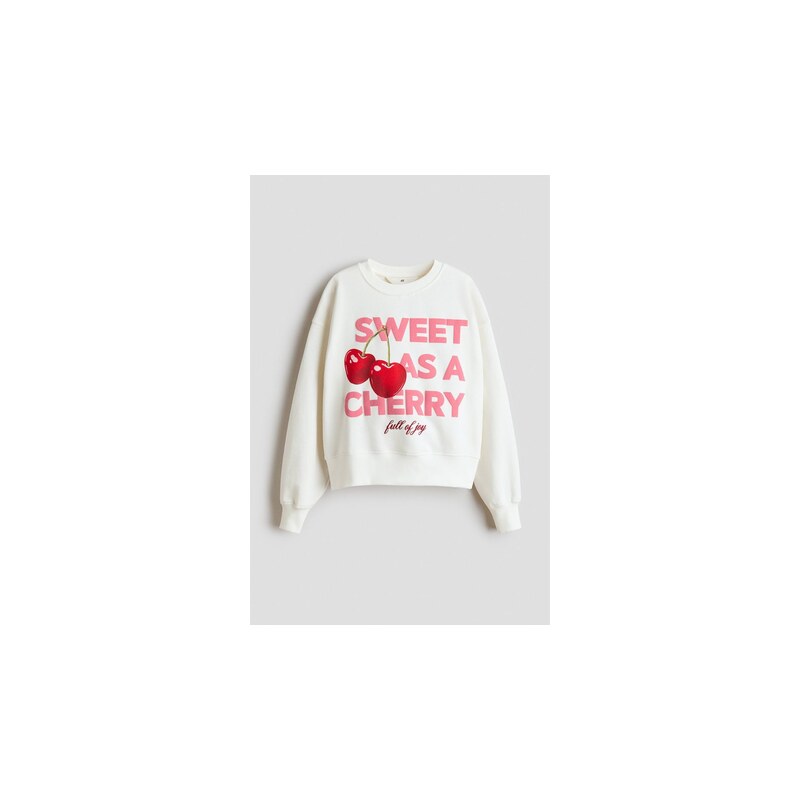 H&M - Print-motif sweatshirt - White/Cherries