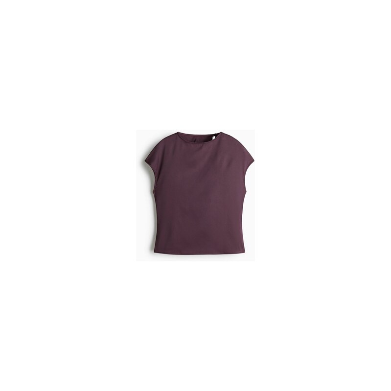 H&M - Saténový tops průstřihem - Tmavá Švestkově Fialová