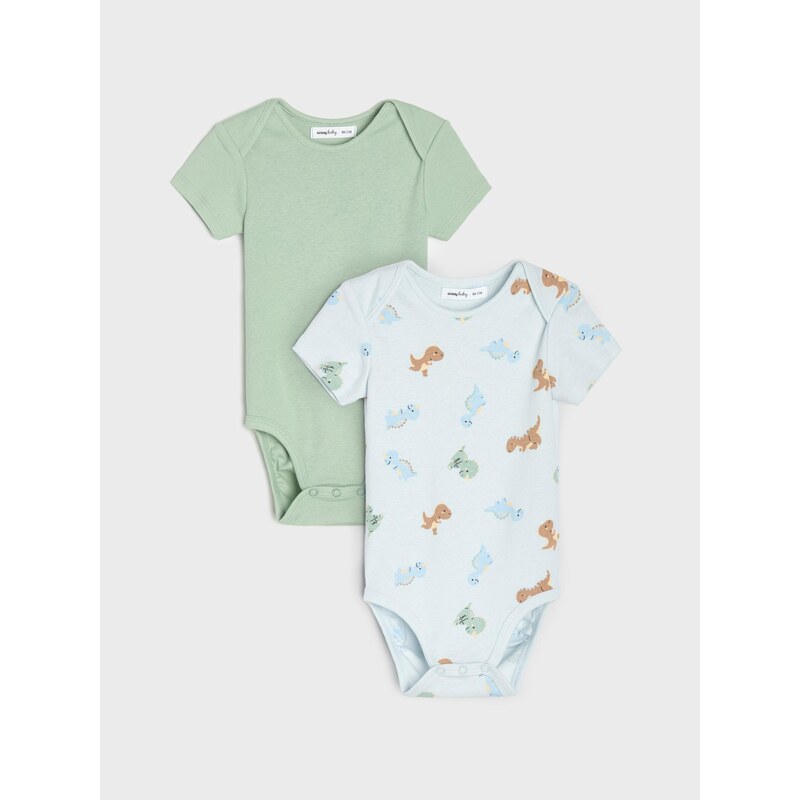 Sinsay - Bavlněné body s motivem dinosaurů 2 pack - levandulová
