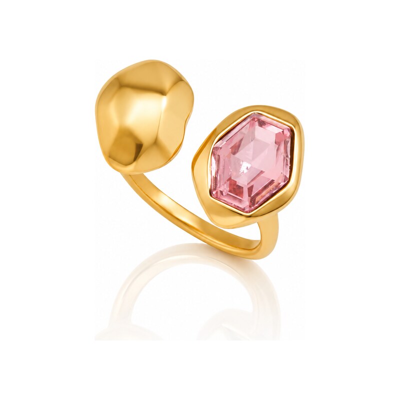 ELENYS Prism Blush – pozlacený prsten 18K žluté zlato