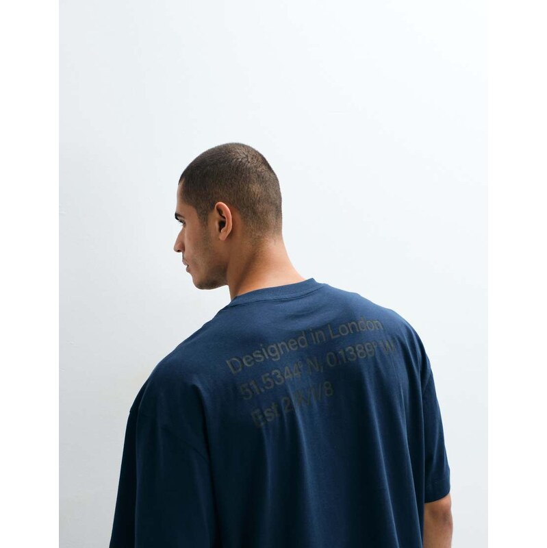 COLLUSION co-ordinates print t-shirt in navy with white print