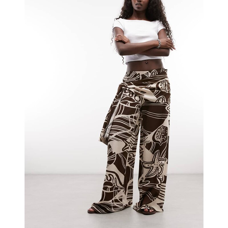 ASOS DESIGN wide leg trouser with scarf detail in conversation