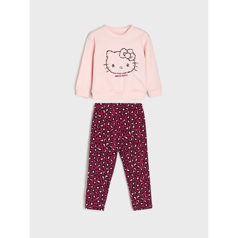 Sinsay - Bavlněný komplet: mikina a legíny Hello Kitty - světle