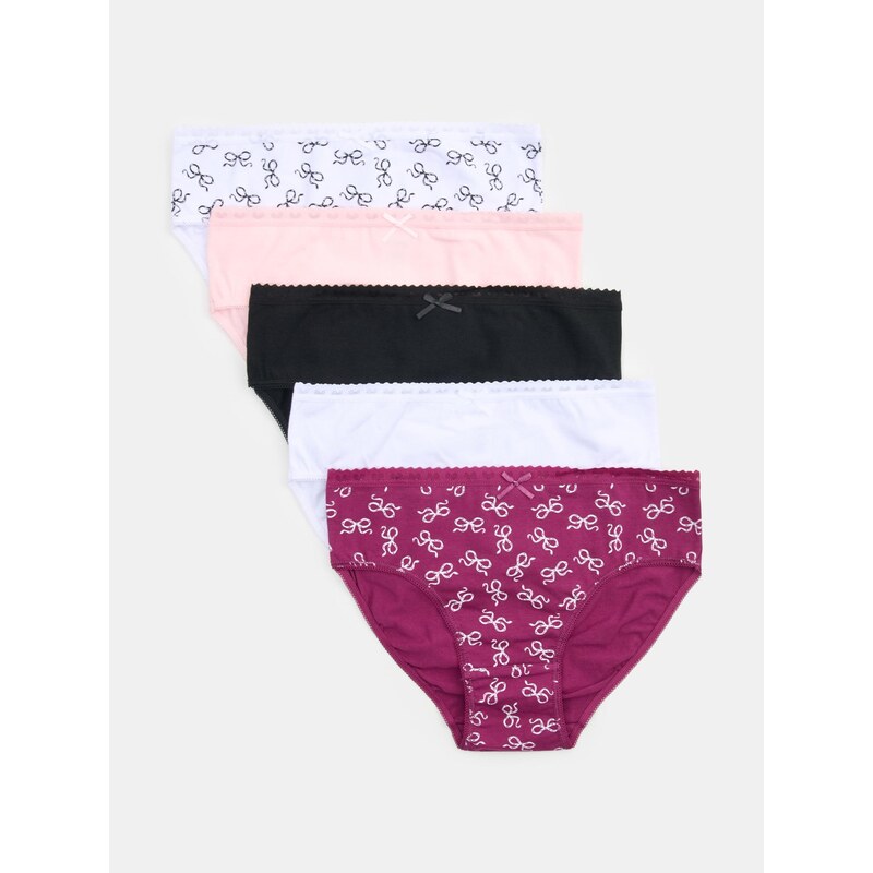 Sinsay - Bavlněné kalhotky střihu slip s motivem mašliček 5 pack