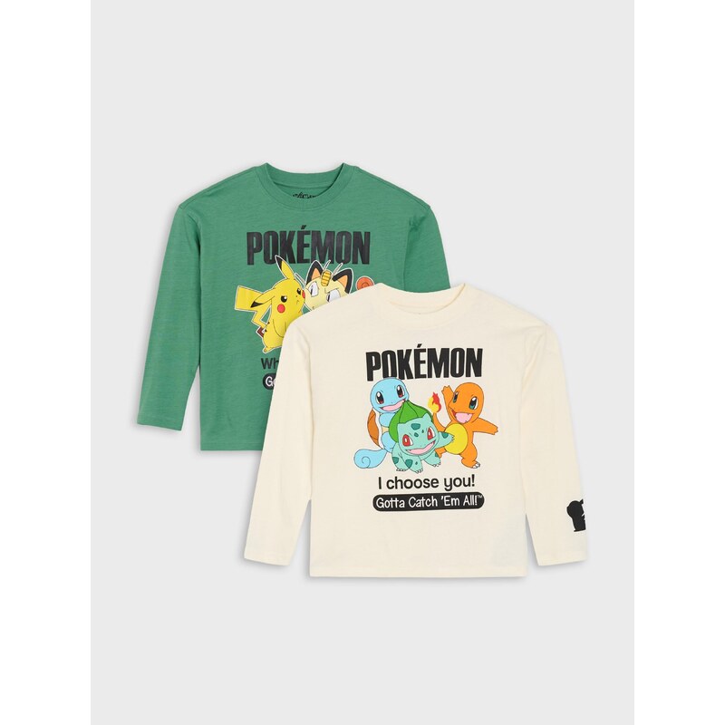 Sinsay - Bavlněná trička s potiskem Pokémon 2 pack - vícebarevná