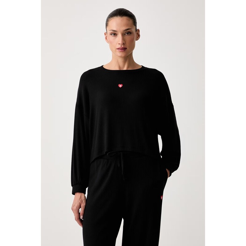 HUGO loungwear mikina dámská s modalem HUGO HEART TOP