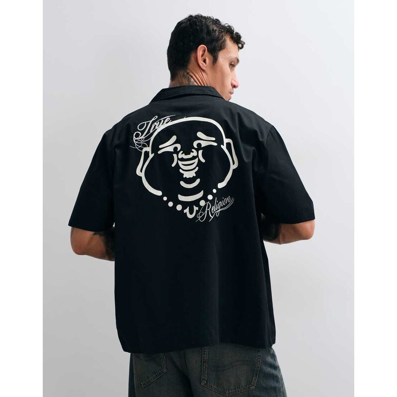 True Religion full zip through short sleeve buddha back print