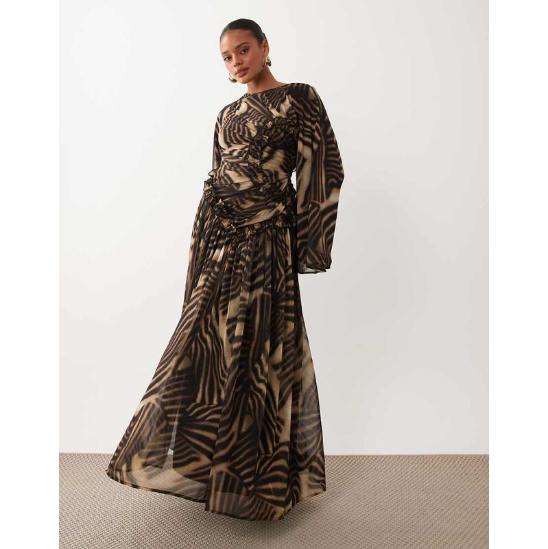 ASOS DESIGN crinkle chiffon gathered maxi dress with micro