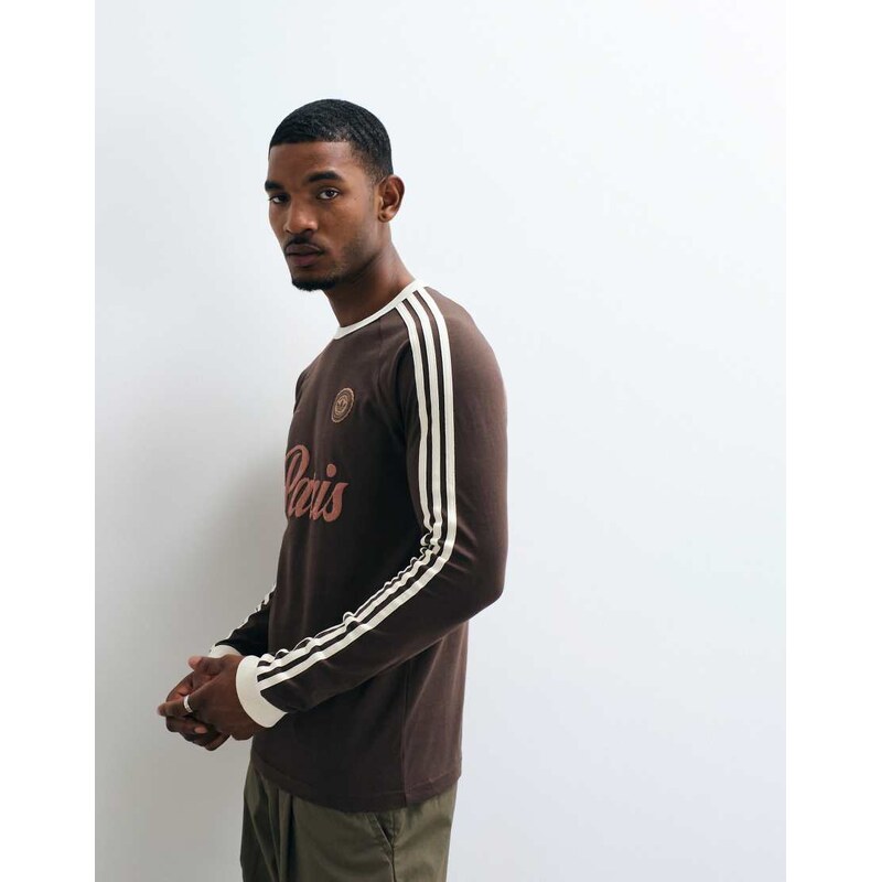 adidas Originals Paris logo jersey in brown